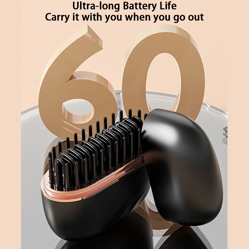 Wireless Rechargeable Hair Straightener Brush Portable Mini Electric Heating Comb Anti-Scald Multifunctional Hair Care Tool