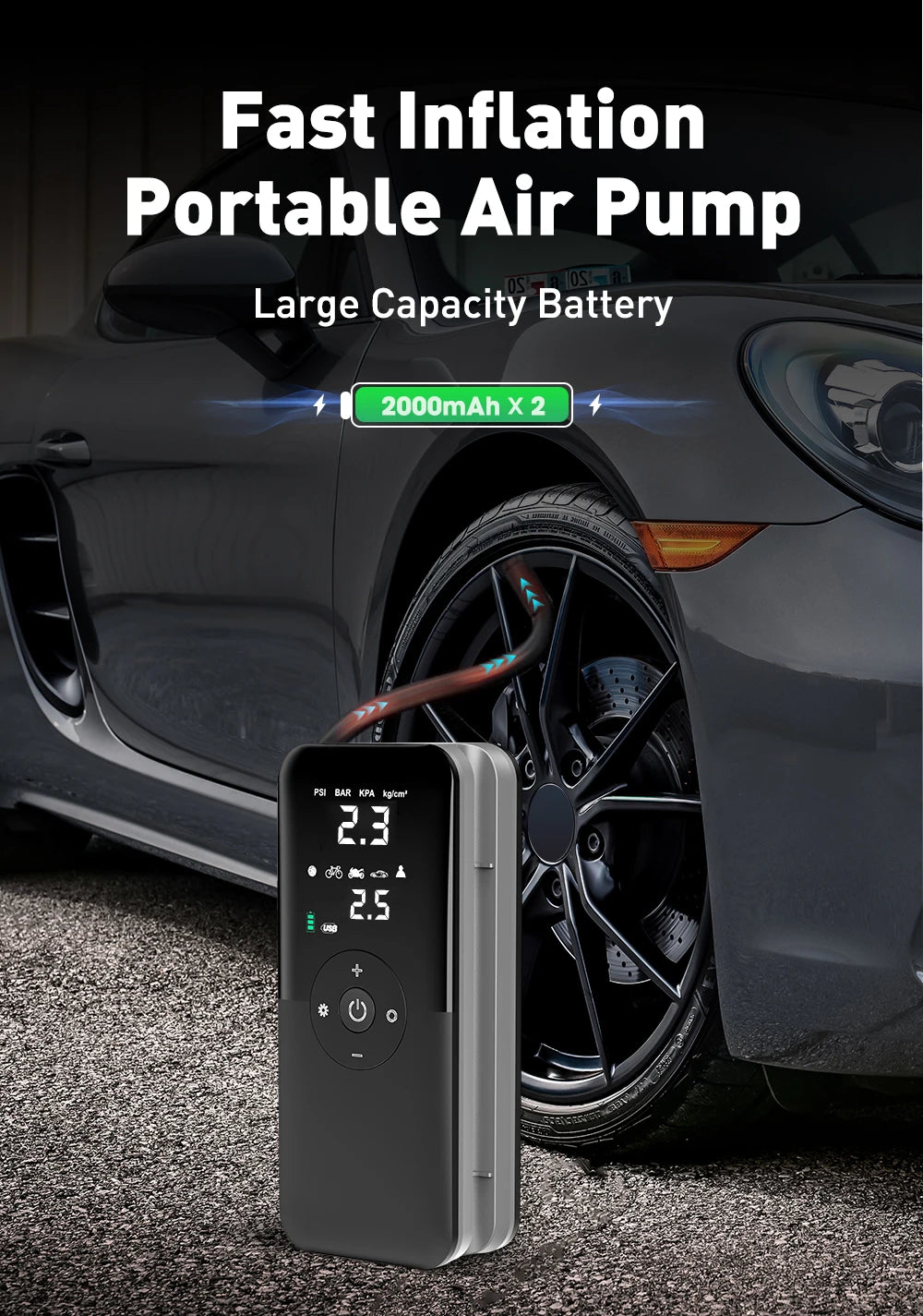 CARSUN Portable Rechargeable Air Pump – Car & Bike Inflator